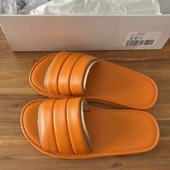 NWT Vince Olina Quilted Slide Sandals Burnt Orange 5.5 - Picture 6 of 8